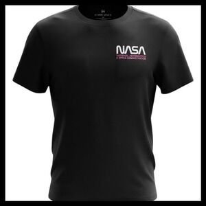 Hyper Space NASA Graphic T-Shirt Mens XL Black Neon Astronaut Back Print Cotton